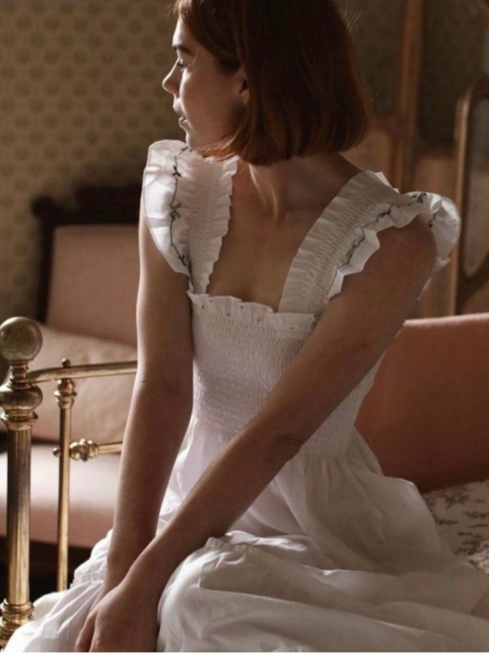 NEW Hill House the Ellie Nap dress in white embroidered